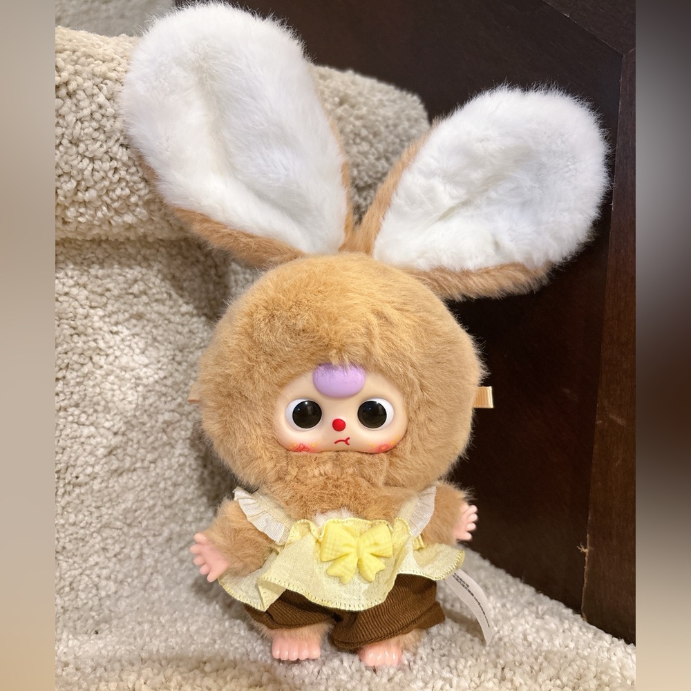 Baby Three Rabbit Macaron Cute Mini Bunny Plush Blind Box- brown